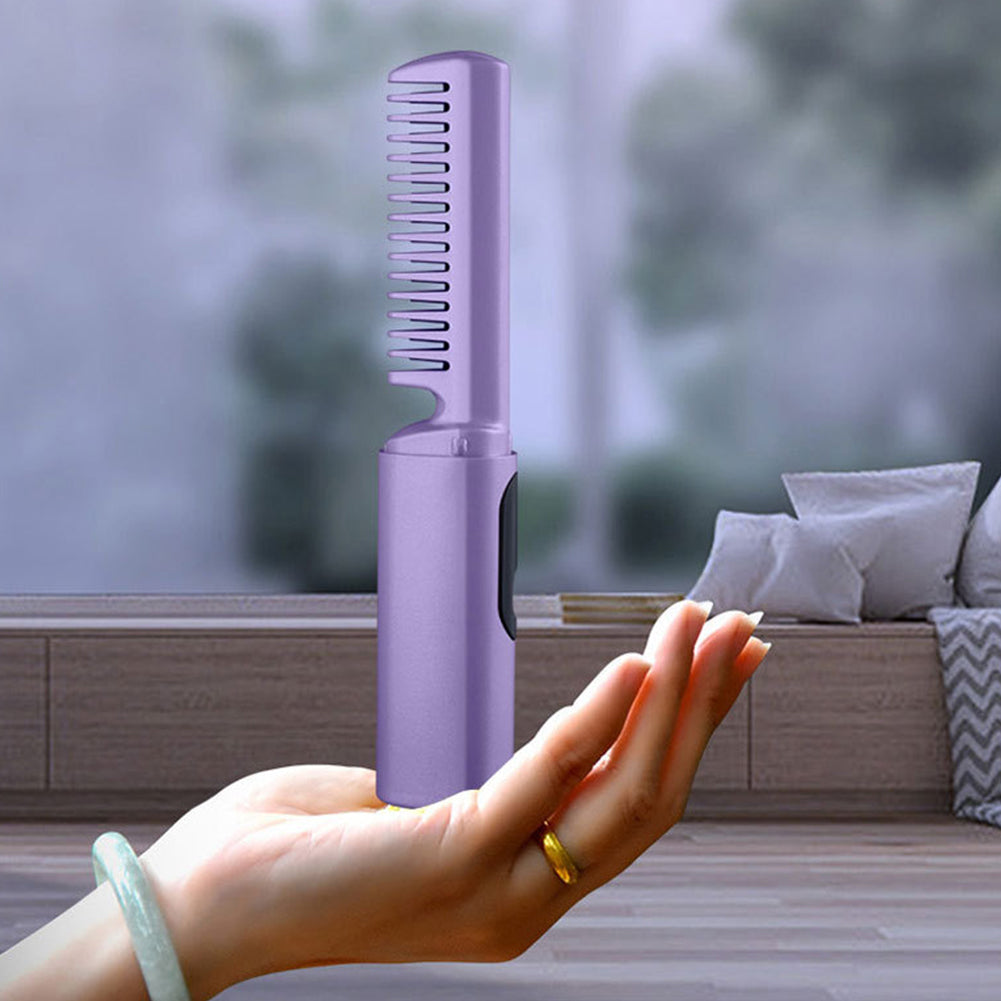 Ev7zPortable Hair Straightener 2 in 1 Curler Comb Fast Heating Mini Styling Tool