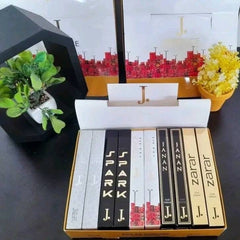 perfume pack of 5 J. perfumes, including J. ZARAR, J. SPARK, J. SILVER, J. ESSENCE, and J. JANNAN.